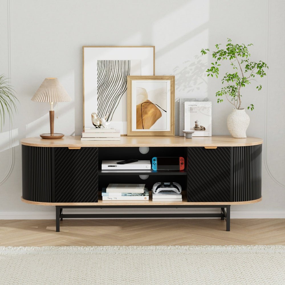 TV Unit Entertainment Unit Storage Cabinet Black Pine - Furniture > Living Room > TV Units - Rivercity House & Home Co. (ABN 18 642 972 209) - Affordable Modern Furniture Australia