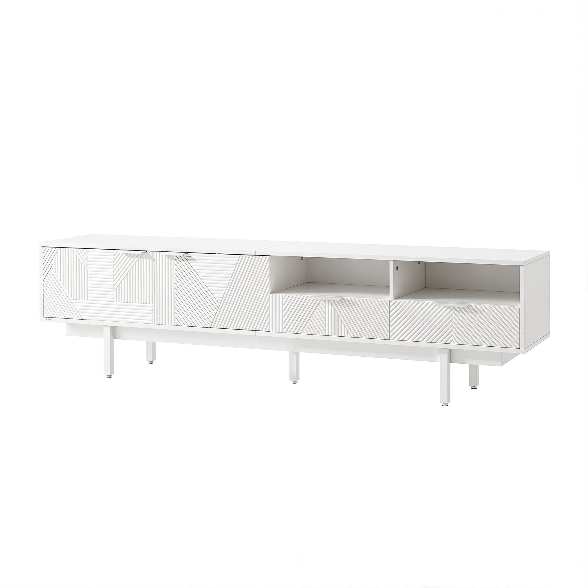 TV Unit Entertainment Unit Storage Cabinet Drawer 200cm White - Furniture > Living Room > TV Units - Rivercity House & Home Co. (ABN 18 642 972 209) - Affordable Modern Furniture Australia