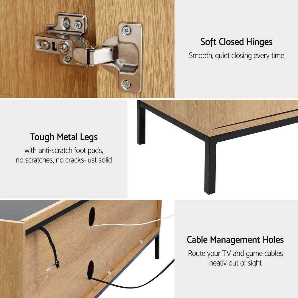 TV Unit Entertainment Unit Storage Cabinet Shelf 160cm Pine - Furniture > Living Room > TV Units - Rivercity House & Home Co. (ABN 18 642 972 209) - Affordable Modern Furniture Australia
