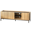 160cm TV Entertainment Unit with Storage Cabinets and Shelves - Pine
