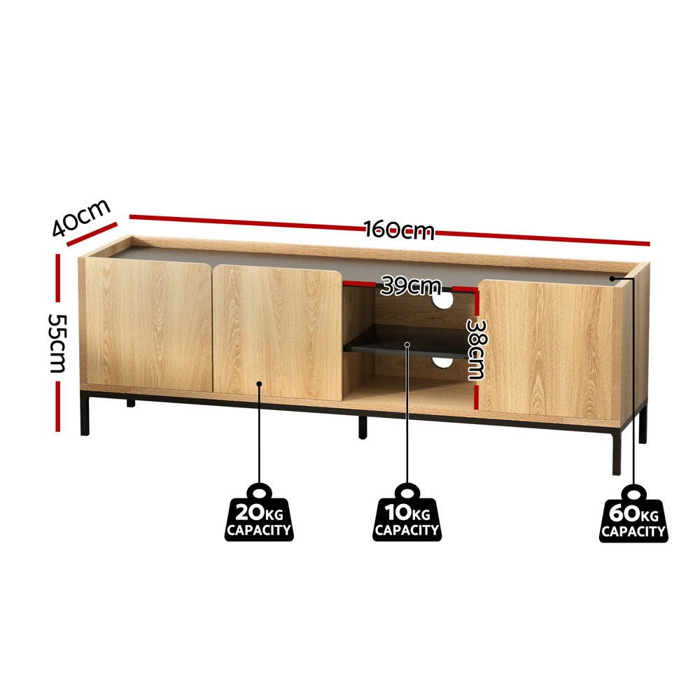 TV Unit Entertainment Unit Storage Cabinet Shelf 160cm Pine - Furniture > Living Room > TV Units - Rivercity House & Home Co. (ABN 18 642 972 209) - Affordable Modern Furniture Australia
