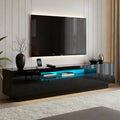 180cm TV Entertainment Unit with Storage Drawers & RGB LED Lighting - Black