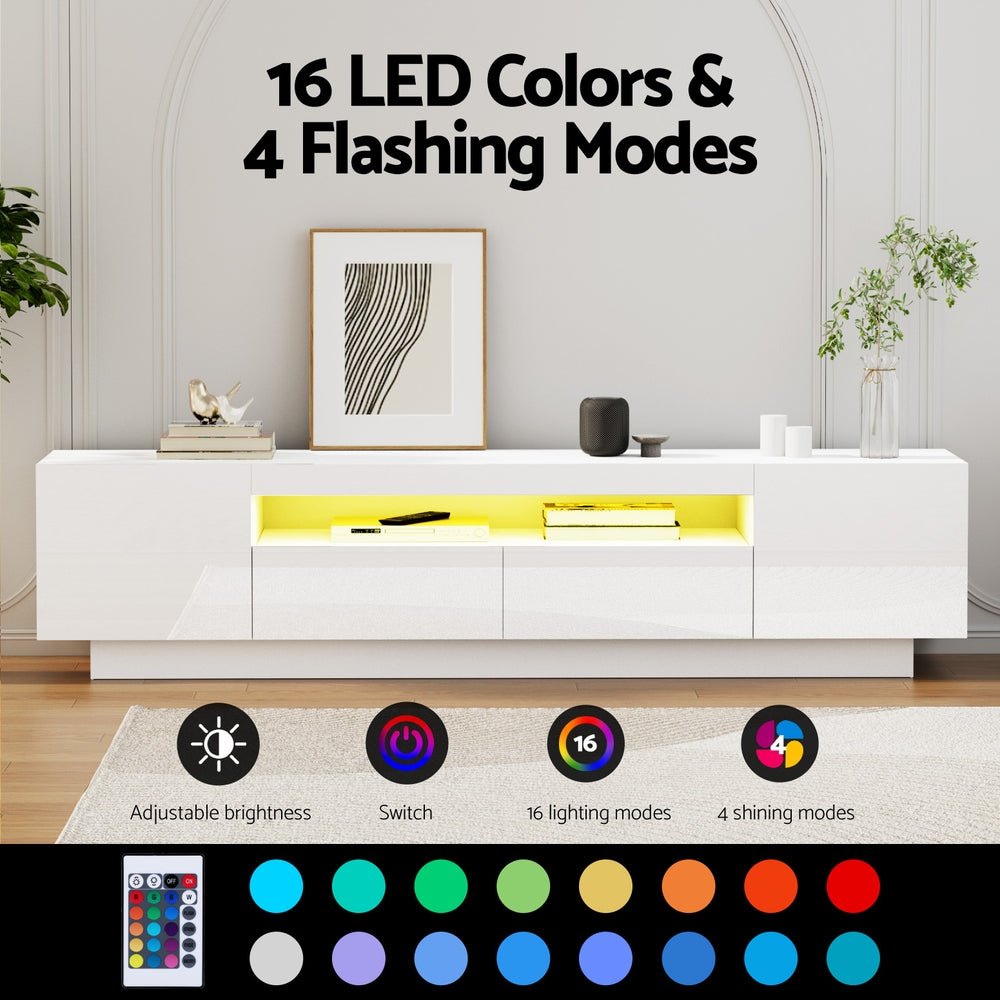 TV Unit Entertainment Unit Storage Drawer RGB LED 180cm White - Furniture > Living Room > TV Units - Rivercity House & Home Co. (ABN 18 642 972 209) - Affordable Modern Furniture Australia