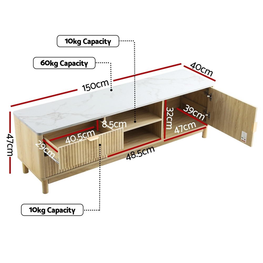TV Unit Entertainment Unit Storage Drawer Shelf 150cm Pine - Furniture > Living Room > TV Units - Rivercity House & Home Co. (ABN 18 642 972 209) - Affordable Modern Furniture Australia