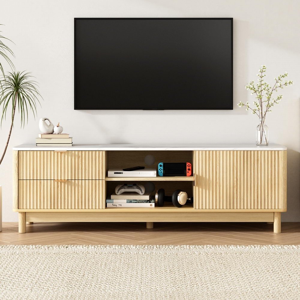 TV Unit Entertainment Unit Storage Drawer Shelf 150cm Pine - Furniture > Living Room > TV Units - Rivercity House & Home Co. (ABN 18 642 972 209) - Affordable Modern Furniture Australia