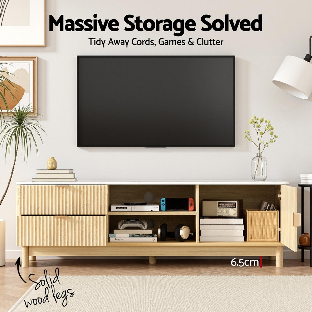TV Unit Entertainment Unit Storage Drawer Shelf 150cm Pine - Furniture > Living Room > TV Units - Rivercity House & Home Co. (ABN 18 642 972 209) - Affordable Modern Furniture Australia