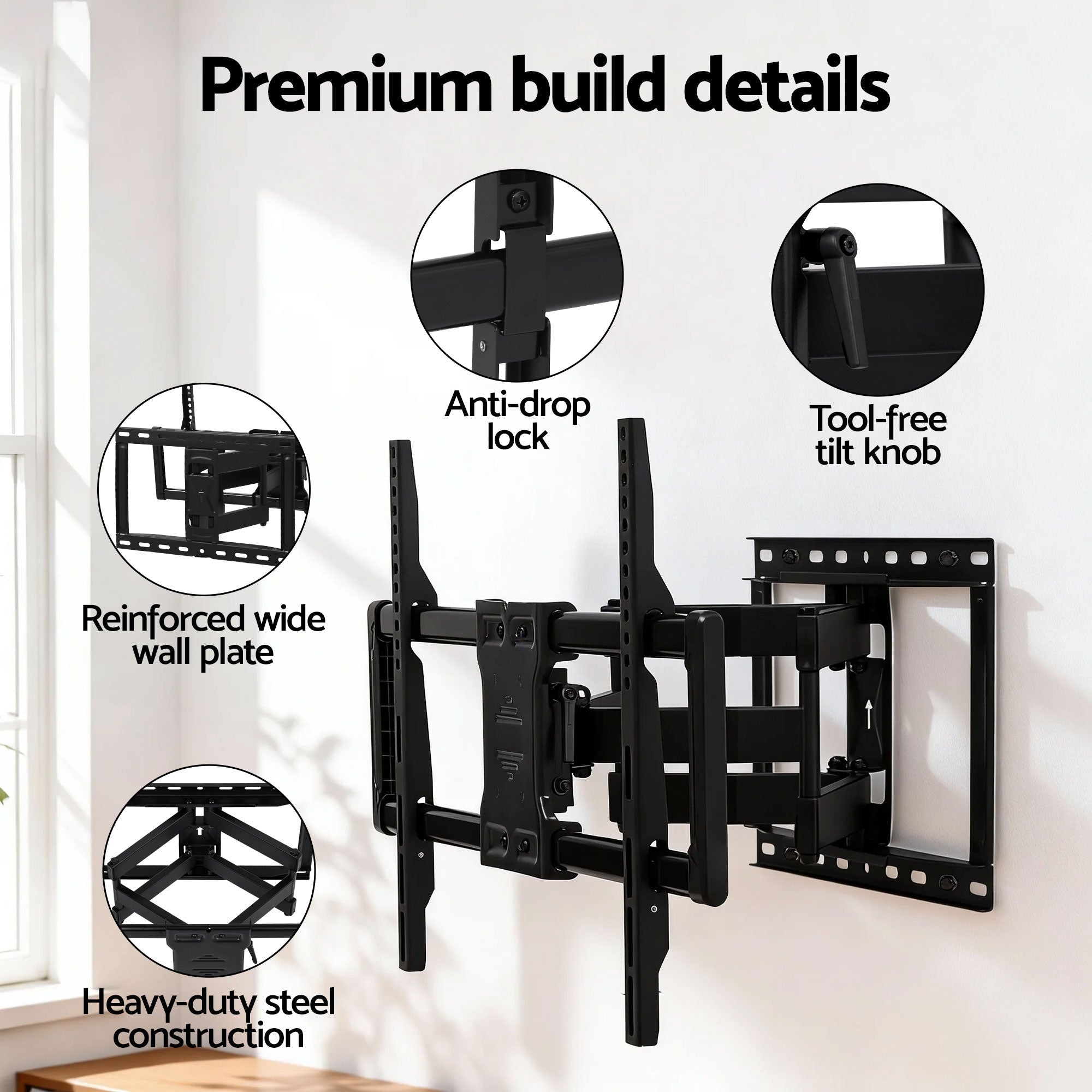 TV Wall Mount Bracket for 37" - 85" TVs Swivel Tilt Extendable Full Motion - Appliances > TV > TVs & Accessories - Rivercity House & Home Co. (ABN 18 642 972 209) - Affordable Modern Furniture Australia