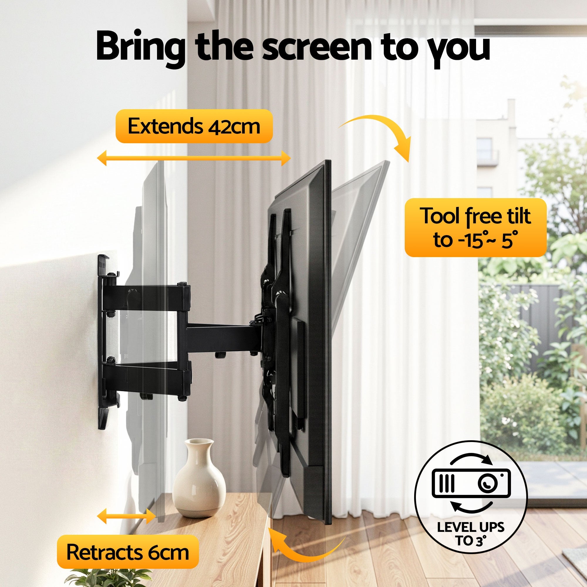 TV Wall Mount Bracket for 37" - 85" TVs Swivel Tilt Extendable Full Motion - Appliances > TV > TVs & Accessories - Rivercity House & Home Co. (ABN 18 642 972 209) - Affordable Modern Furniture Australia