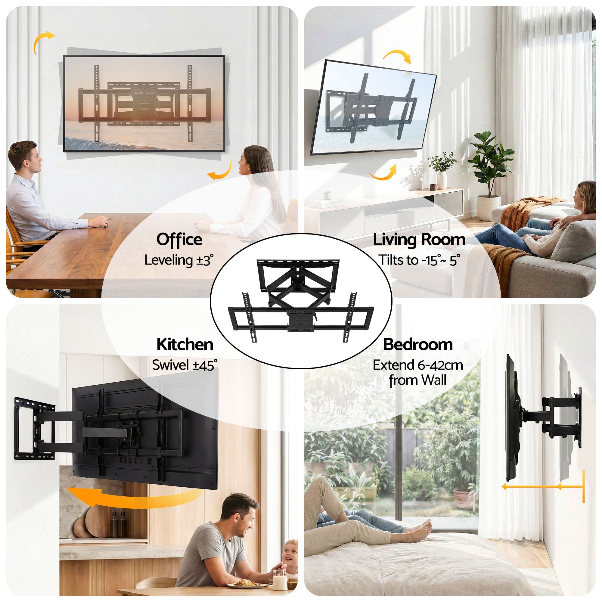 TV Wall Mount Bracket for 37" - 85" TVs Swivel Tilt Extendable Full Motion - Appliances > TV > TVs & Accessories - Rivercity House & Home Co. (ABN 18 642 972 209) - Affordable Modern Furniture Australia