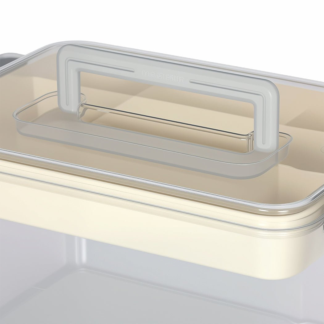Two Layer Medical Storage Box with Handle and Compartments - Transparent - Rivercity House & Home Co. (ABN 18 642 972 209) - Affordable Modern Furniture Australia