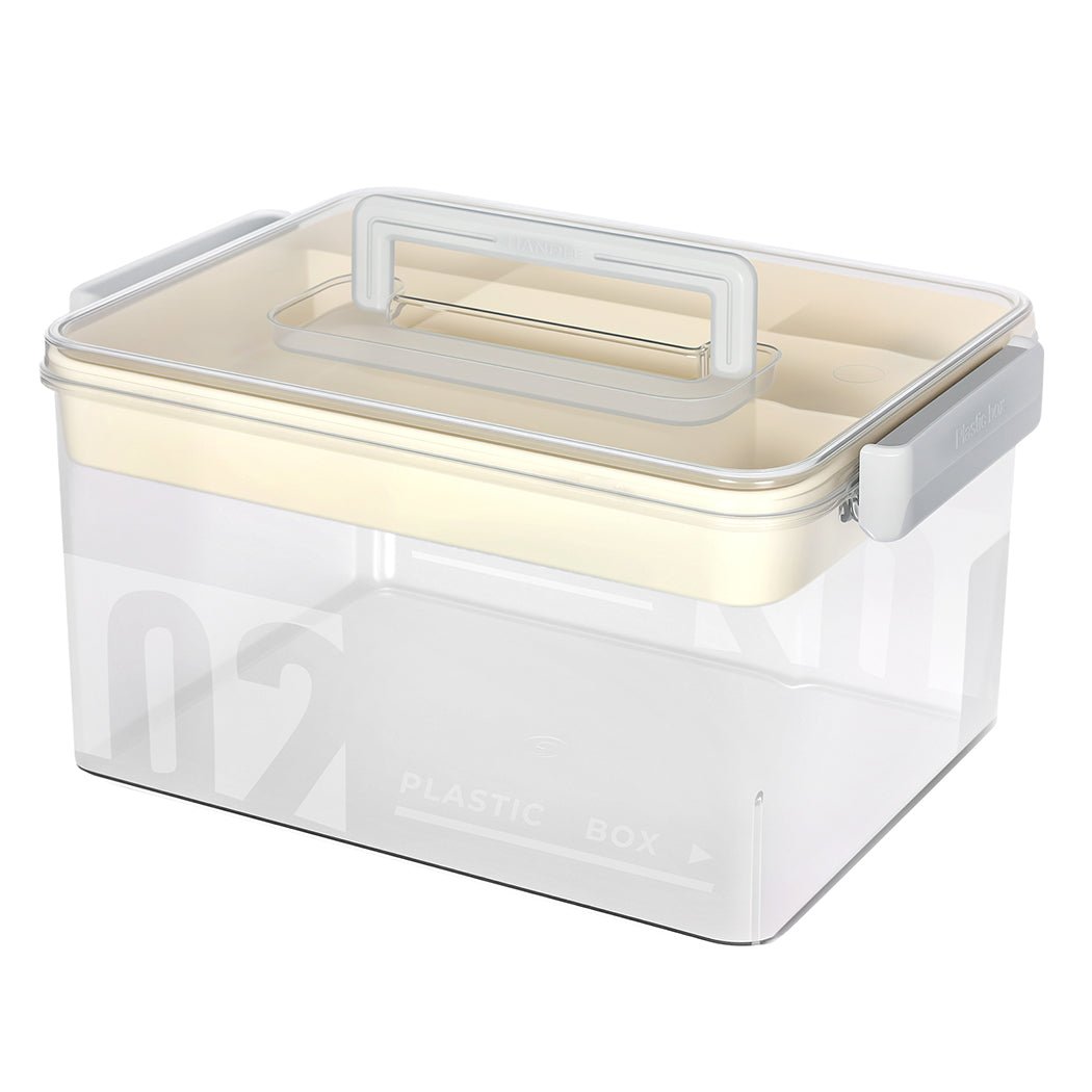 Two Layer Medical Storage Box with Handle and Compartments - Transparent - Rivercity House & Home Co. (ABN 18 642 972 209) - Affordable Modern Furniture Australia