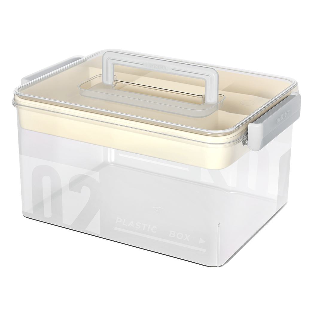 Two Layer Medical Storage Box with Handle and Compartments - Transparent - Rivercity House & Home Co. (ABN 18 642 972 209) - Affordable Modern Furniture Australia