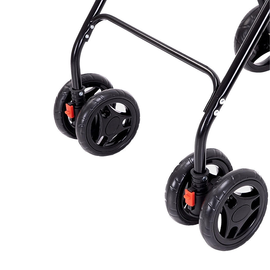 Two - Tier Double Pet Stroller - Grey - Rivercity House & Home Co. (ABN 18 642 972 209) - Affordable Modern Furniture Australia