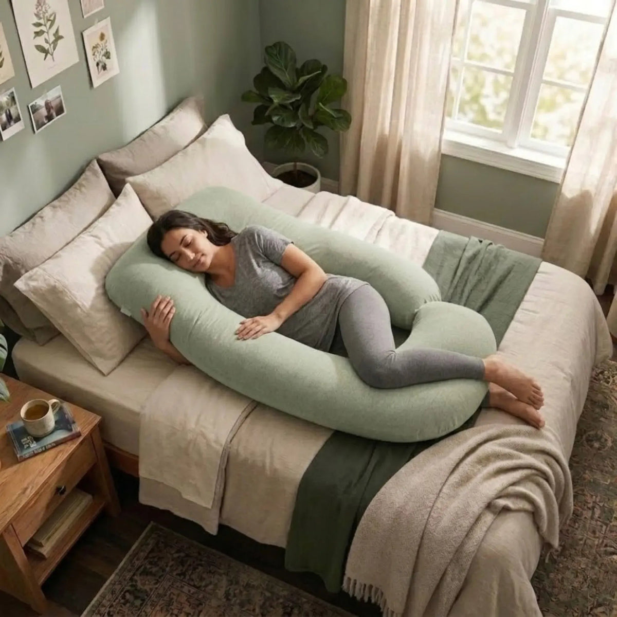 U Shape Full Body Pregnancy Pillow with Support - Green - Baby & Kids > Nursing > Nursing & Feeding - Rivercity House & Home Co. (ABN 18 642 972 209) - Affordable Modern Furniture Australia