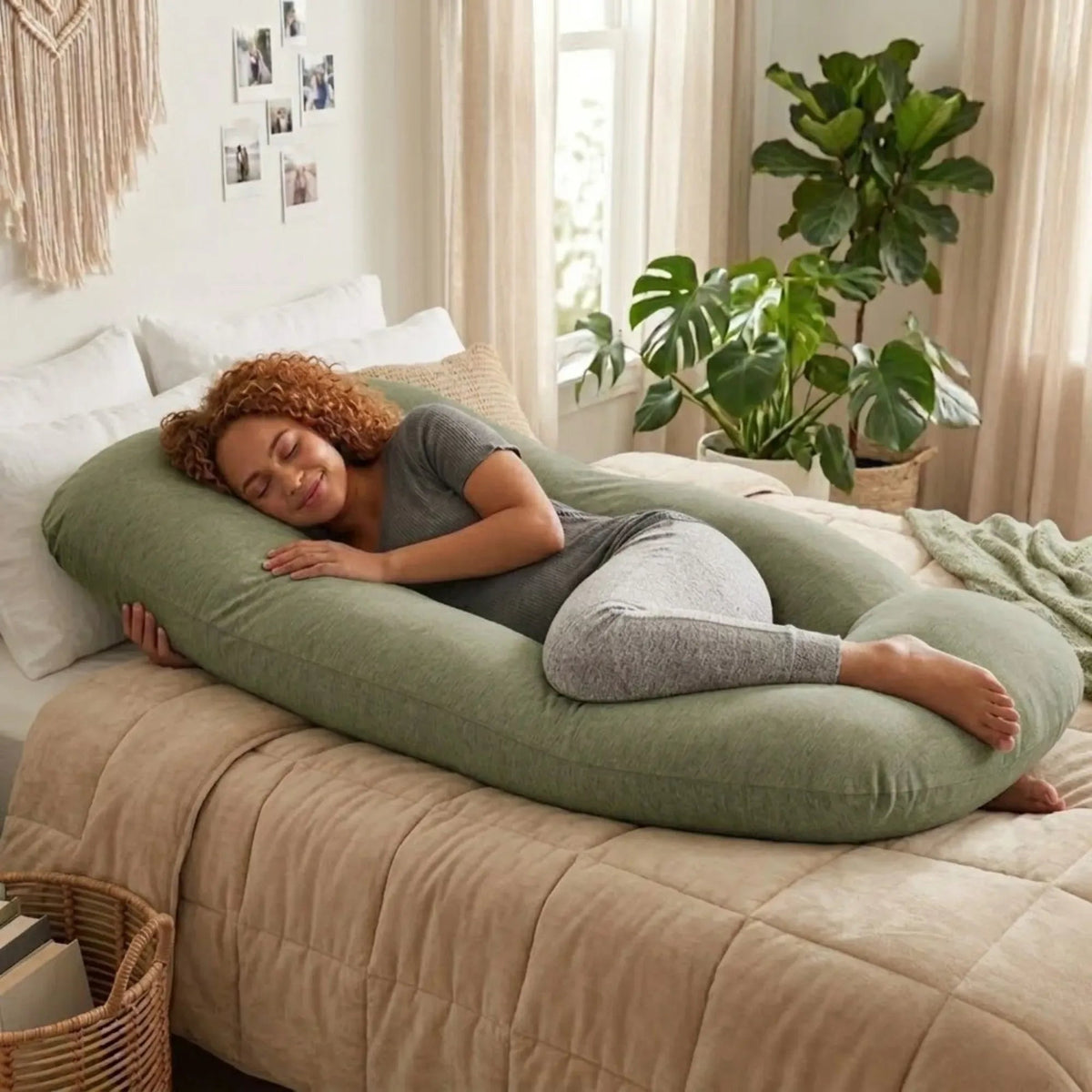 U Shape Full Body Pregnancy Pillow with Support - Green - Baby & Kids > Nursing > Nursing & Feeding - Rivercity House & Home Co. (ABN 18 642 972 209) - Affordable Modern Furniture Australia