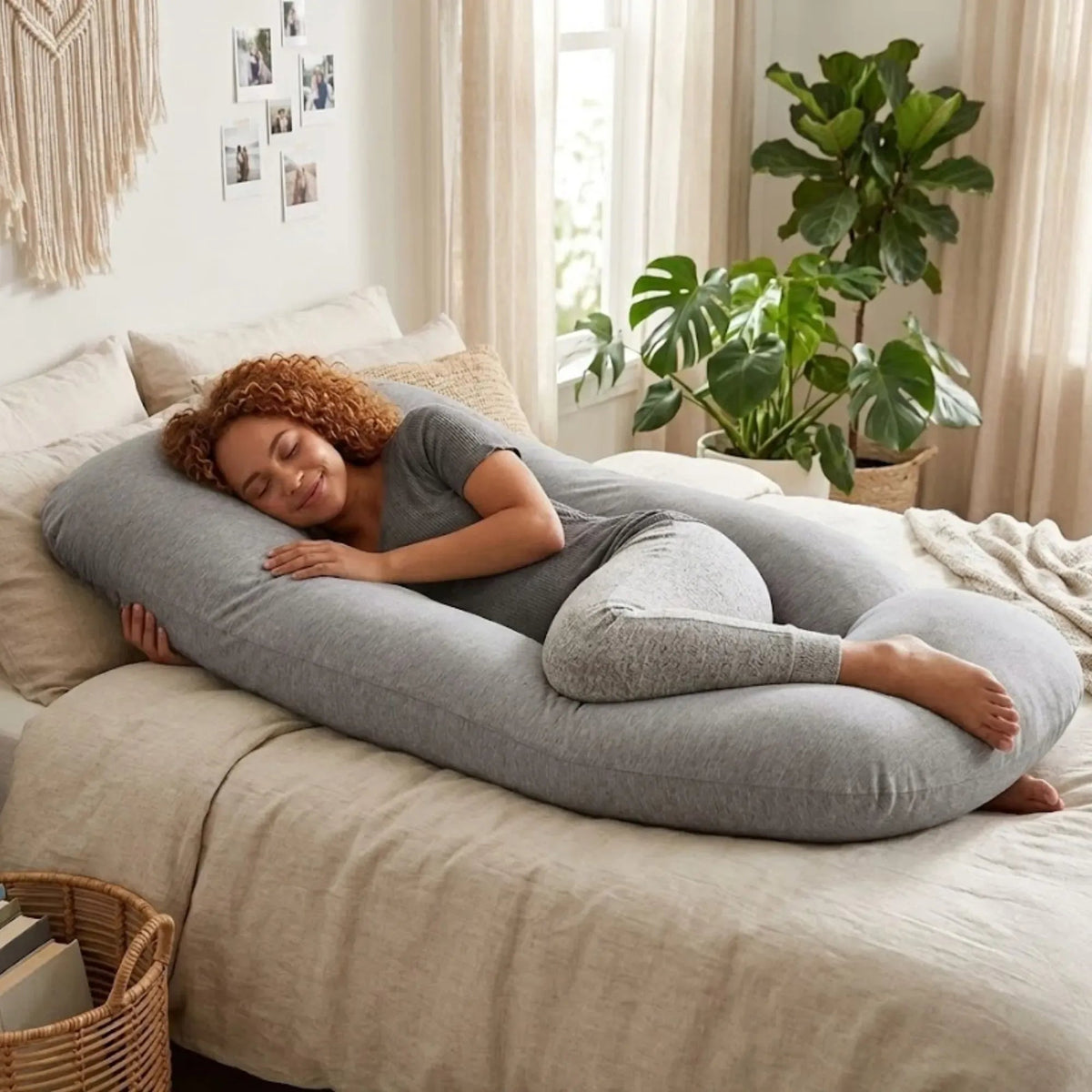U Shaped Full Body Pregnancy Pillow for Support - Grey - Baby & Kids > Nursing > Nursing & Feeding - Rivercity House & Home Co. (ABN 18 642 972 209) - Affordable Modern Furniture Australia