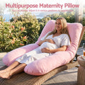 U Shaped Pregnancy Full Body Pillow 73x133cm with 100% Cotton Jersey Cover - Pink