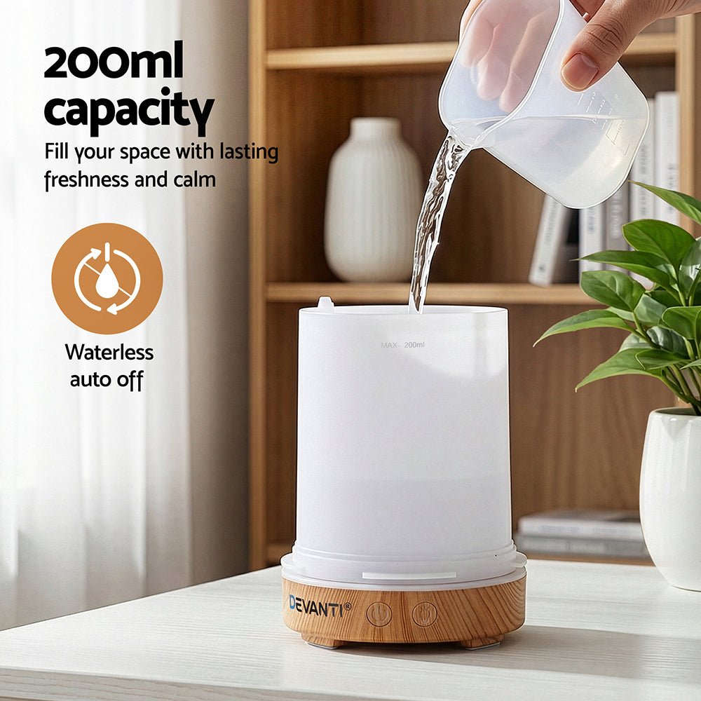Ultrasonic Aroma Diffuser Aromatherapy 200ml LED Lights Iron Humidifier Forest Light wood grain - Appliances > Aroma Diffusers & Humidifiers > Aroma Diffusers - Rivercity House & Home Co. (ABN 18 642 972 209) - Affordable Modern Furniture Australia