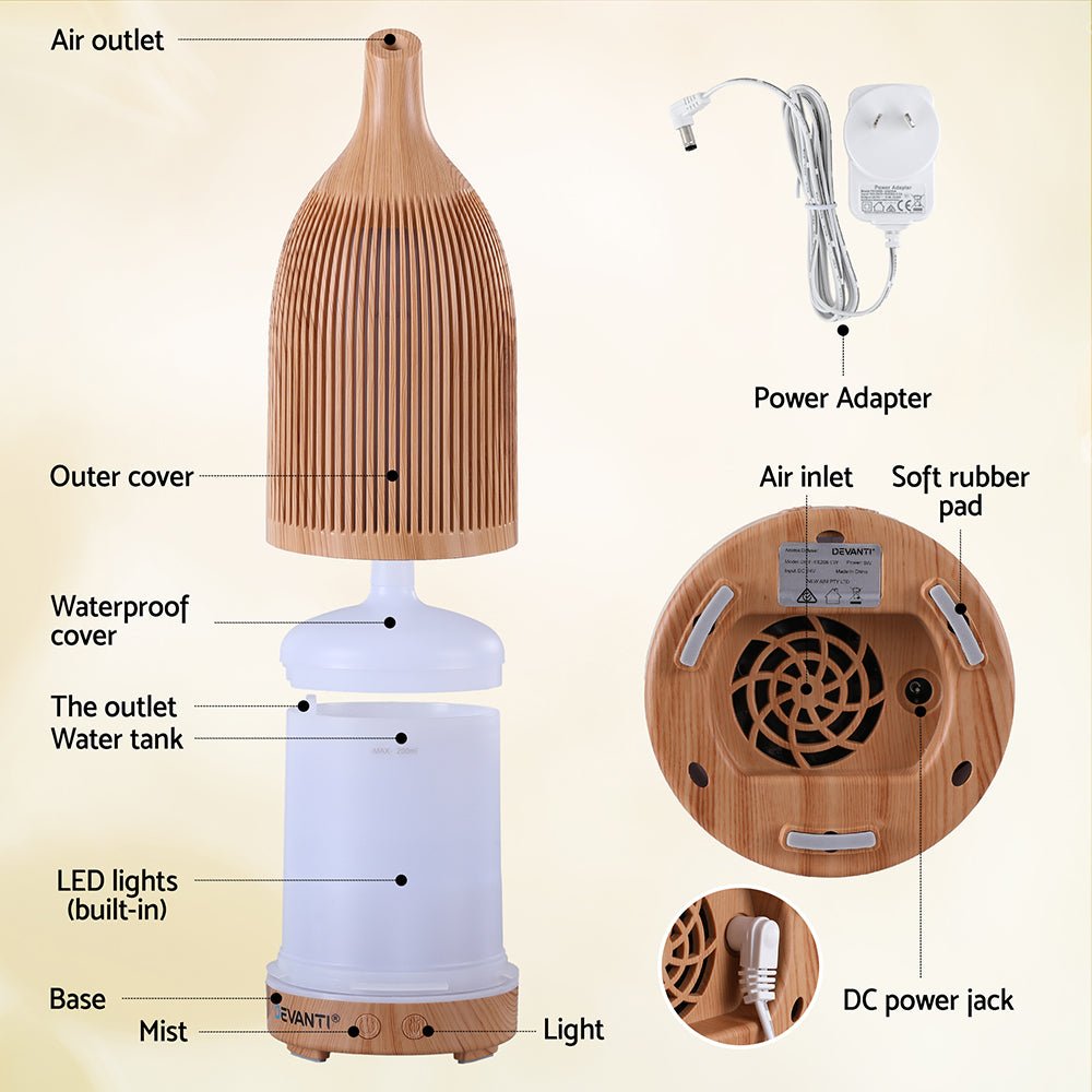 Ultrasonic Aroma Diffuser Aromatherapy 200ml LED Lights Iron Humidifier Forest Light wood grain - Appliances > Aroma Diffusers & Humidifiers > Aroma Diffusers - Rivercity House & Home Co. (ABN 18 642 972 209) - Affordable Modern Furniture Australia