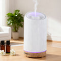 Ultrasonic 200ml Aroma Diffuser with LED Lights and Humidifier - Dark Wood Grain White