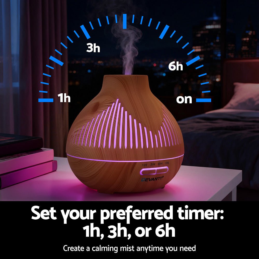 Ultrasonic Aroma Diffuser Aromatherapy 400ml LED Lights Iron Humidifier Forest Light wood grain - Appliances > Aroma Diffusers & Humidifiers > Aroma Diffusers - Rivercity House & Home Co. (ABN 18 642 972 209) - Affordable Modern Furniture Australia