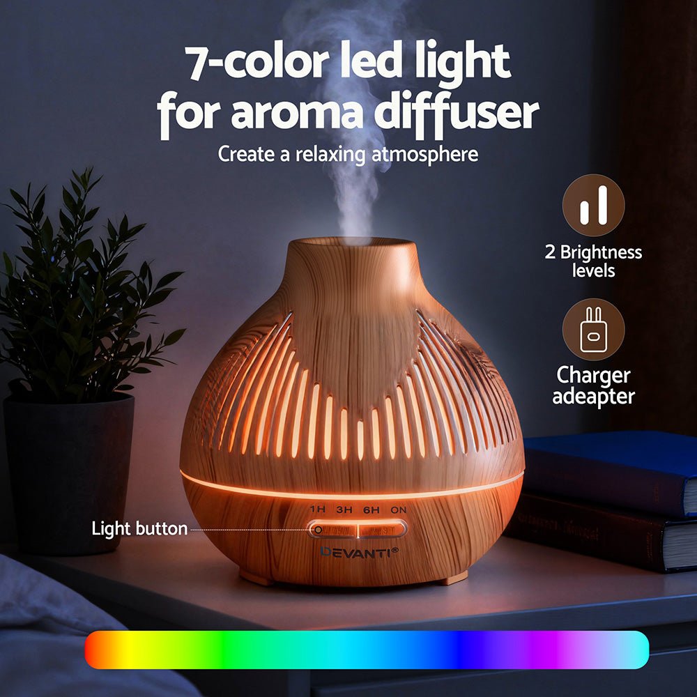 Ultrasonic Aroma Diffuser Aromatherapy 400ml LED Lights Iron Humidifier Forest Light wood grain - Appliances > Aroma Diffusers & Humidifiers > Aroma Diffusers - Rivercity House & Home Co. (ABN 18 642 972 209) - Affordable Modern Furniture Australia
