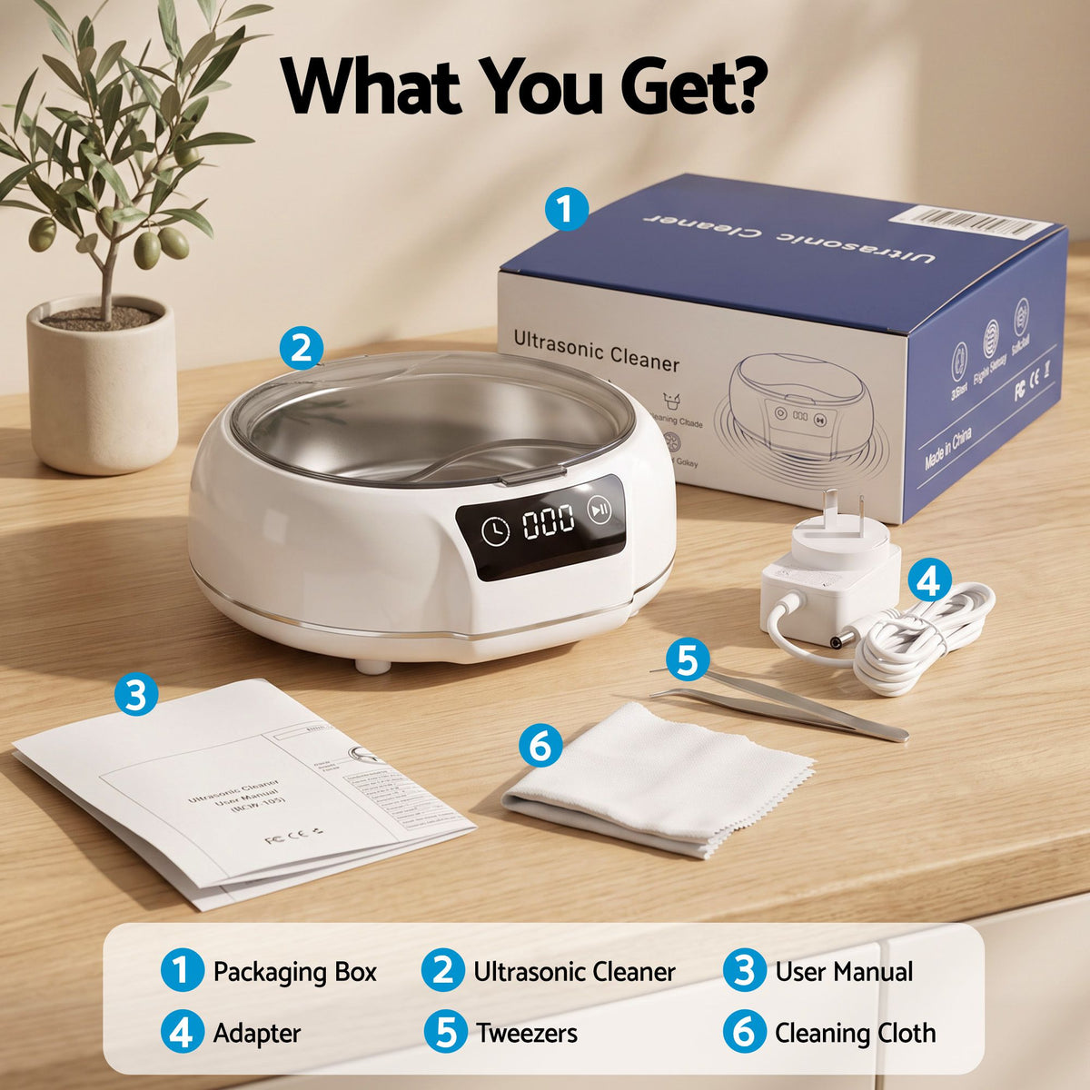 Ultrasonic Jewellery Cleaner 700mL with Stainless Steel Tank, 48kHz - White - Appliances > Other Cleaning Appliances > Jewellery Cleaners - Rivercity House & Home Co. (ABN 18 642 972 209) - Affordable Modern Furniture Australia