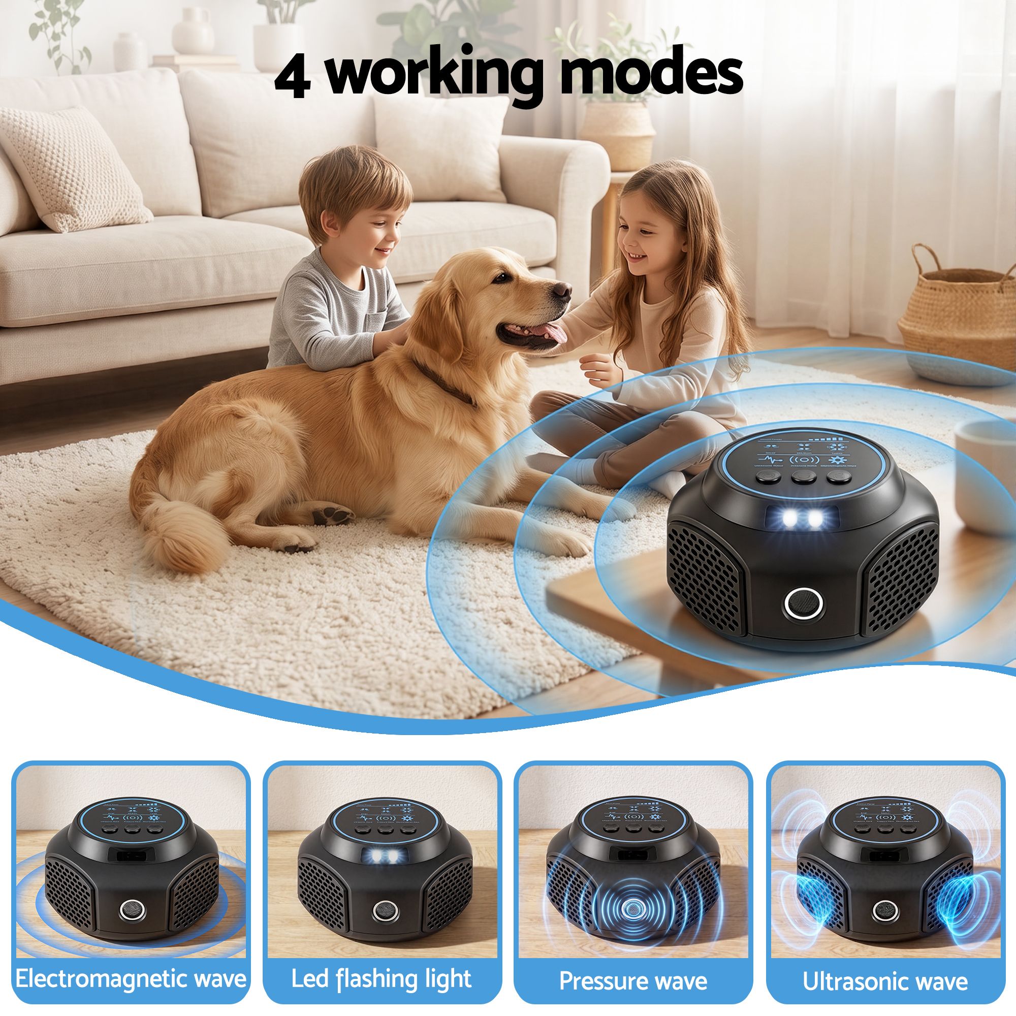 Ultrasonic Rat Repeller 360 Degree 4 Modes Pest Repeller Black - Home & Garden > Garden Tools > Gardening Tools - Rivercity House & Home Co. (ABN 18 642 972 209) - Affordable Modern Furniture Australia