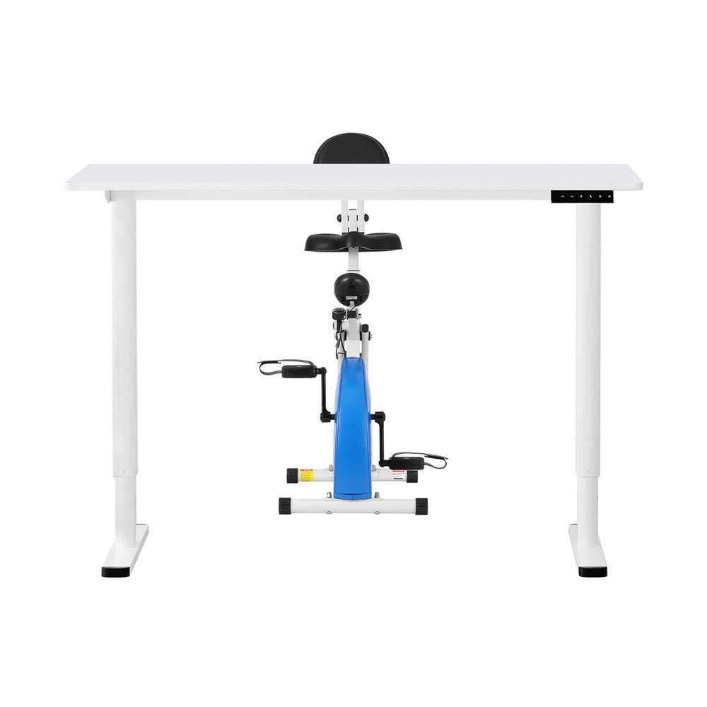 Under Desk Folding X - Bike with 120cm Automatic Standing Desk Magnetic Resistance White - Furniture > Office > Desks - Rivercity House & Home Co. (ABN 18 642 972 209) - Affordable Modern Furniture Australia