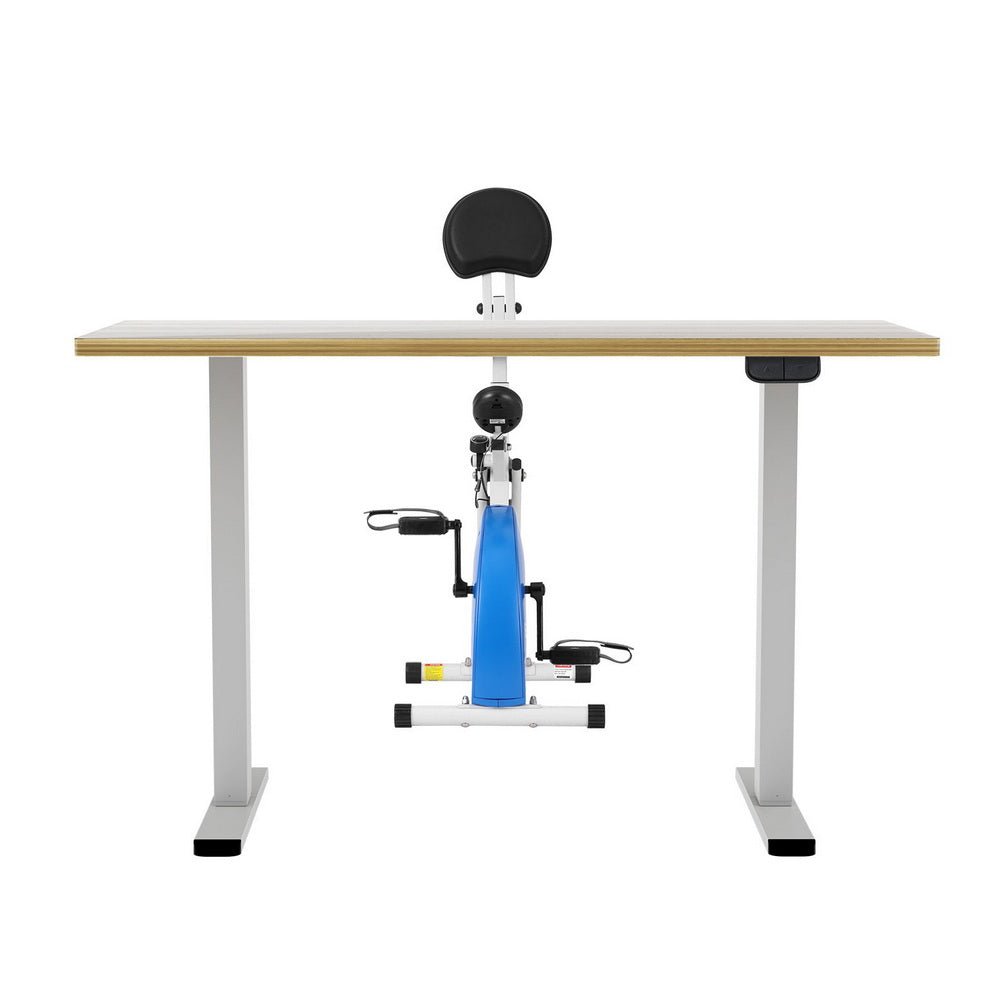Under Desk Folding X - Bike with 140cm Automatic Standing Desk Magnetic Resistance Oak - Furniture > Office > Desks - Rivercity House & Home Co. (ABN 18 642 972 209) - Affordable Modern Furniture Australia