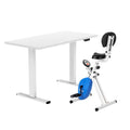 140cm Motorised Standing Desk with Folding Under Desk X-Bike Magnetic Resistance - White