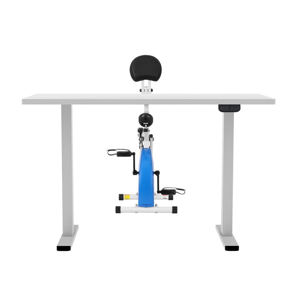 Under Desk Folding X - Bike with 140cm Automatic Standing Desk Magnetic Resistance White - Furniture > Office > Desks - Rivercity House & Home Co. (ABN 18 642 972 209) - Affordable Modern Furniture Australia