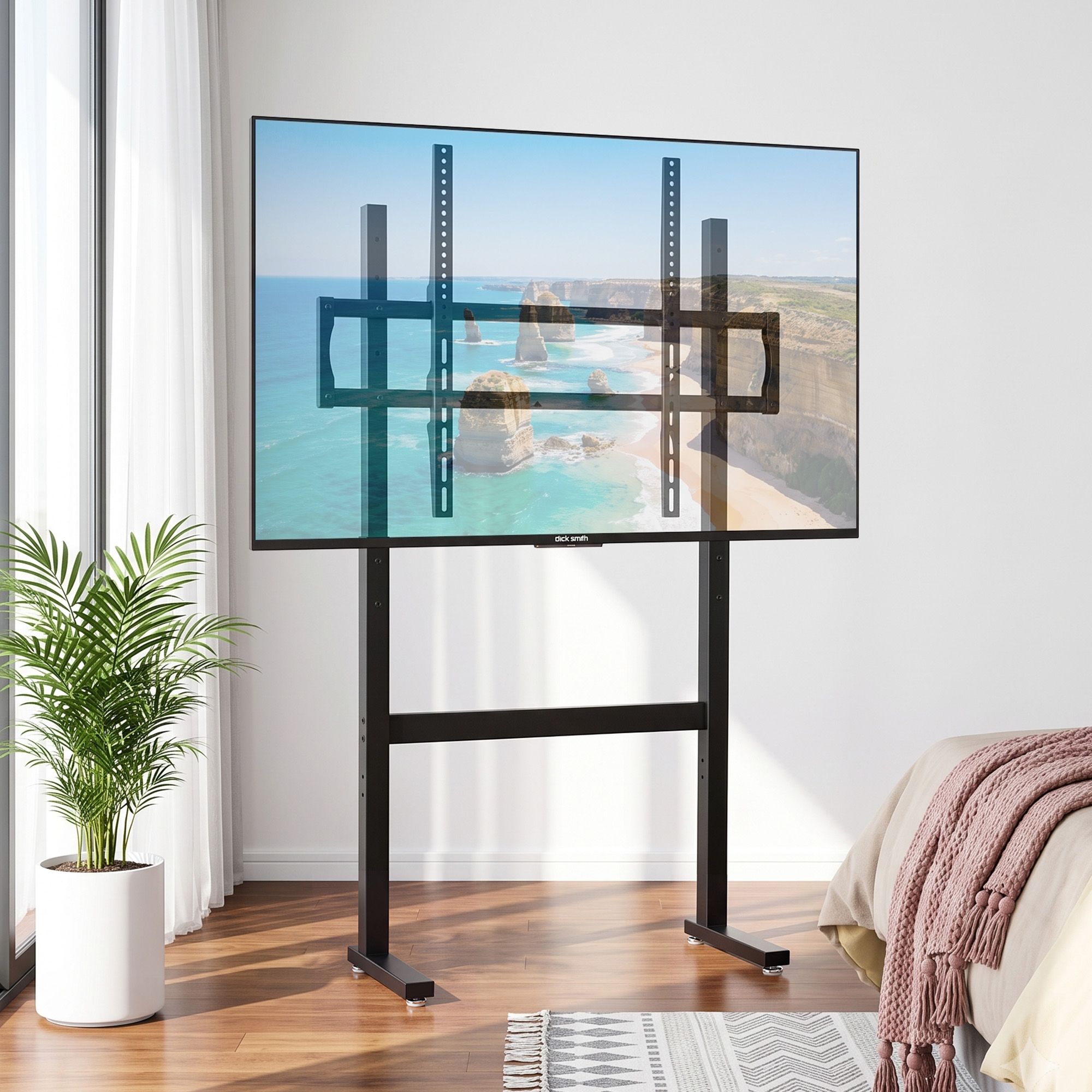 Universal Floor TV Stand for 32-100 Inch Screens with 40kg Capacity - Black - Appliances > TV > TVs & Accessories - Rivercity House & Home Co. (ABN 18 642 972 209) - Affordable Modern Furniture Australia