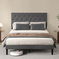 Upholstered Double Platform Bed Frame with Storage - Dark Grey