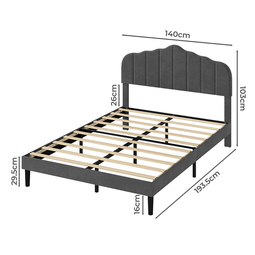 Upholstered Double Platform Bed Frame with Storage - Dark Grey - Rivercity House & Home Co. (ABN 18 642 972 209) - Affordable Modern Furniture Australia