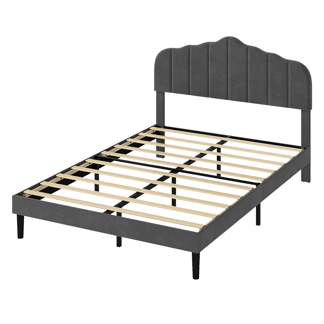 Upholstered Double Platform Bed Frame with Storage - Dark Grey - Rivercity House & Home Co. (ABN 18 642 972 209) - Affordable Modern Furniture Australia