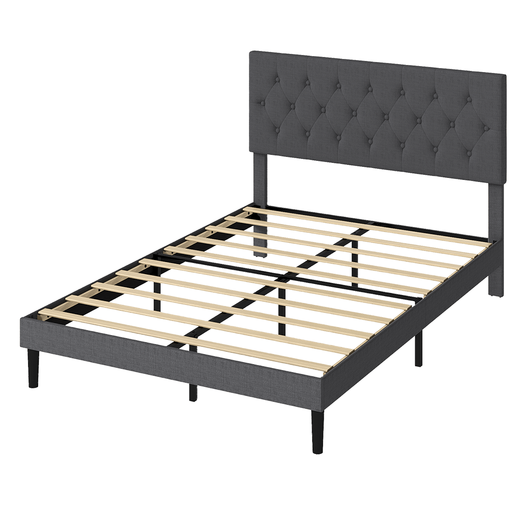 Upholstered Double Platform Bed Frame with Storage - Dark Grey - Rivercity House & Home Co. (ABN 18 642 972 209) - Affordable Modern Furniture Australia