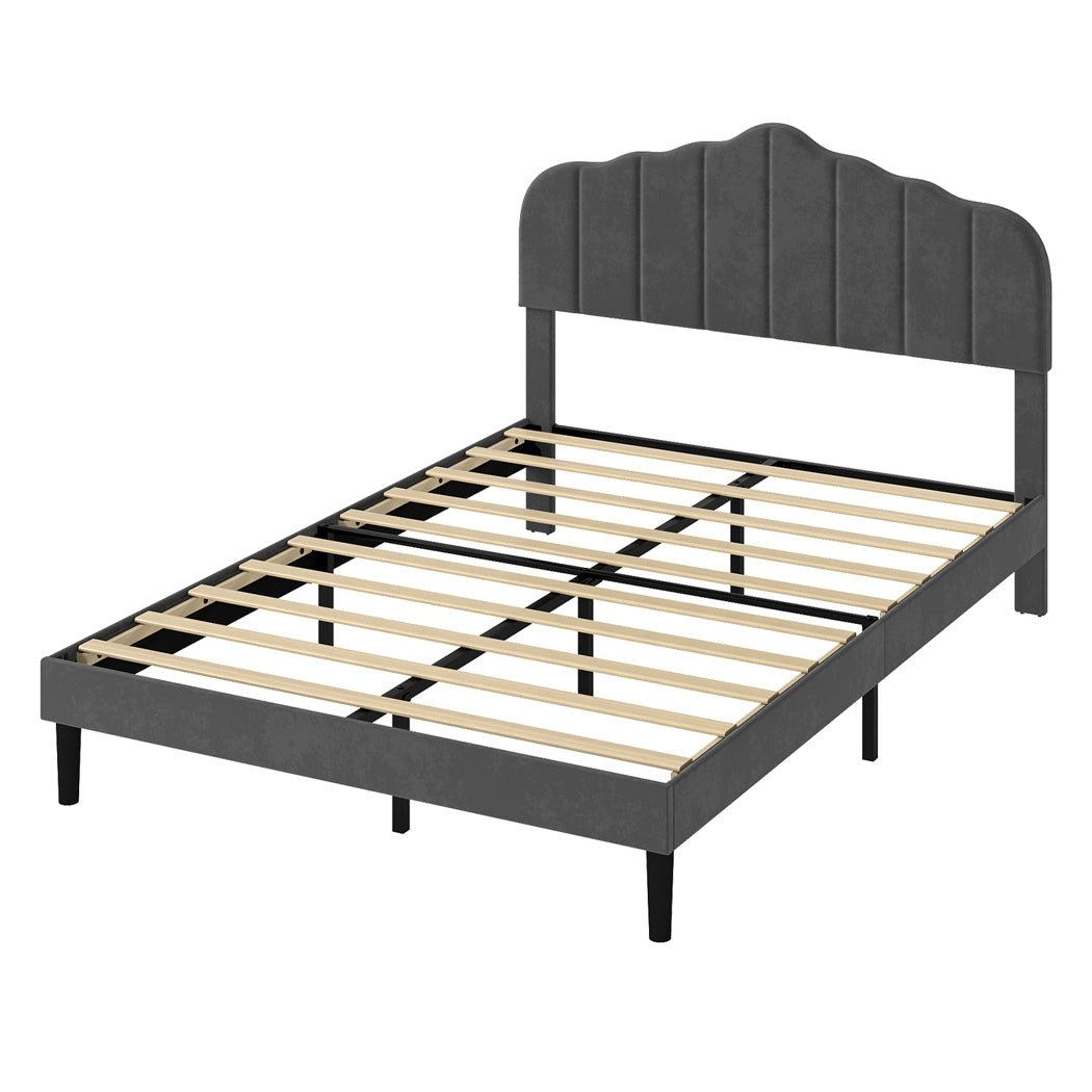 Upholstered Double Platform Bed Frame with Storage - Dark Grey - Rivercity House & Home Co. (ABN 18 642 972 209) - Affordable Modern Furniture Australia