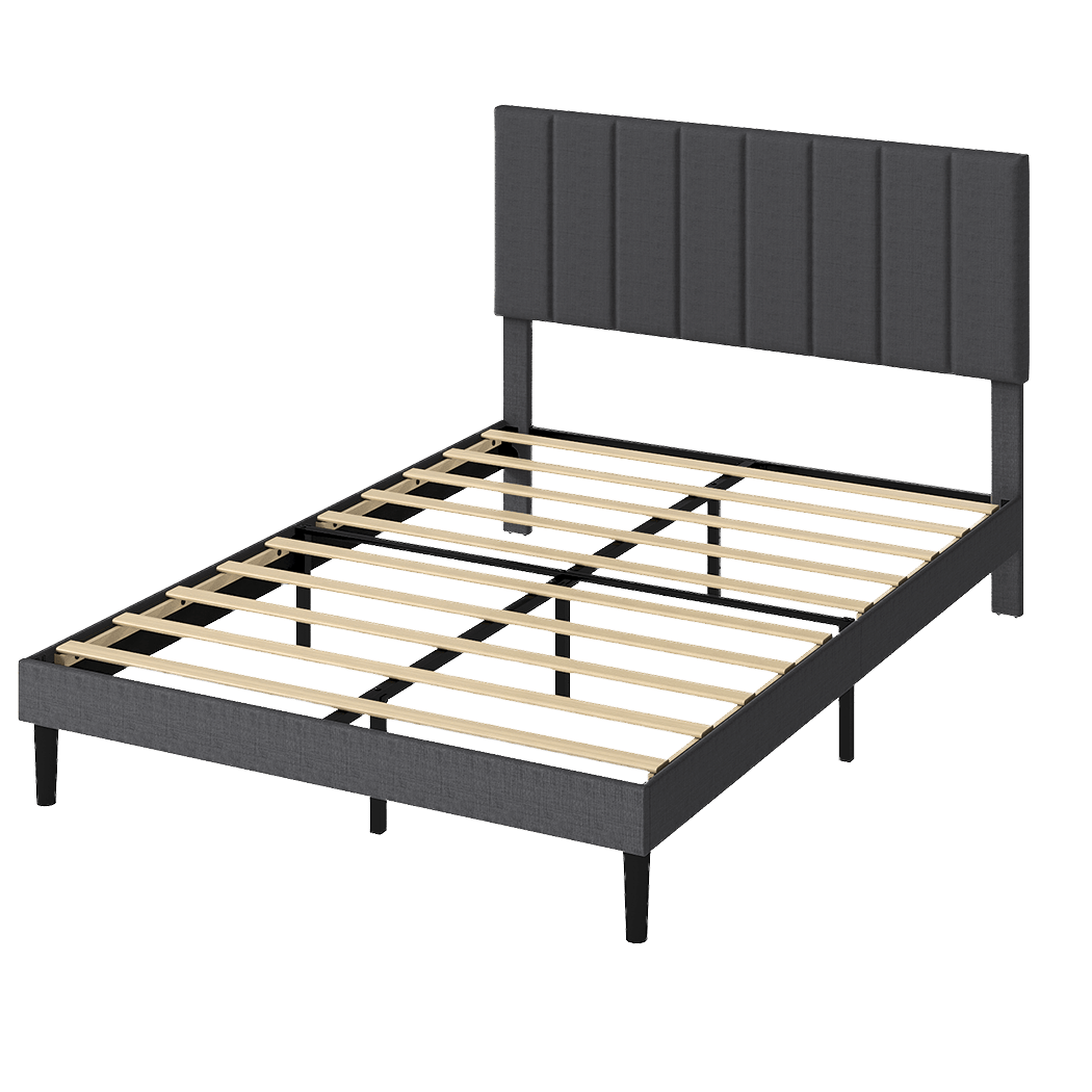 Upholstered Double Platform Bed Frame with Storage - Dark Grey - Rivercity House & Home Co. (ABN 18 642 972 209) - Affordable Modern Furniture Australia