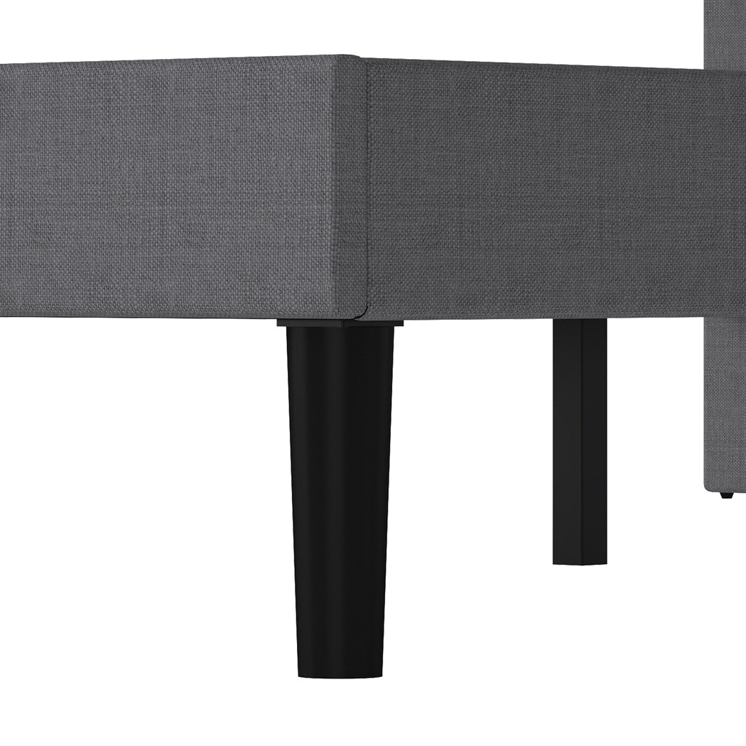Upholstered Double Platform Bed Frame with Storage - Dark Grey - Rivercity House & Home Co. (ABN 18 642 972 209) - Affordable Modern Furniture Australia