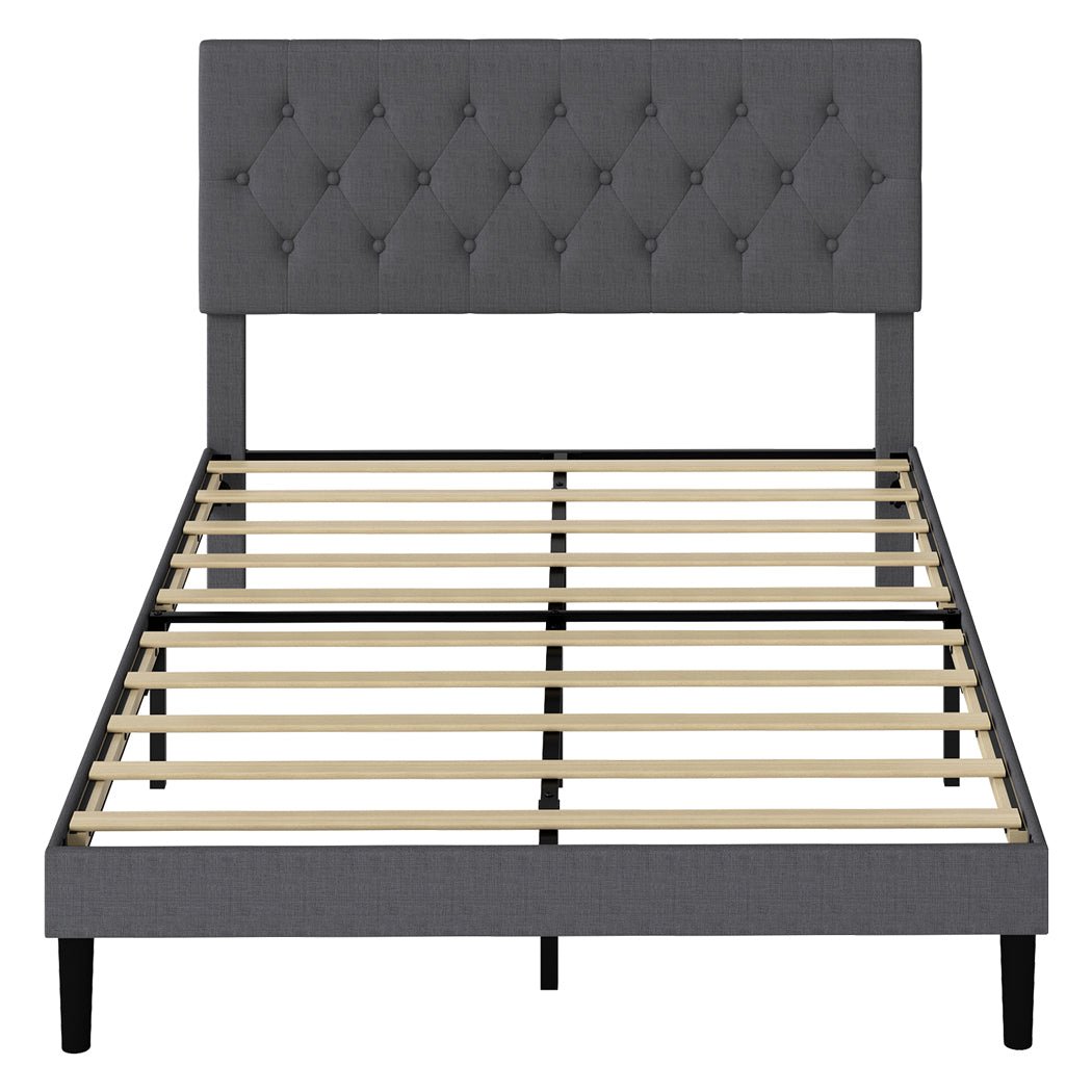 Upholstered Double Platform Bed Frame with Storage - Dark Grey - Rivercity House & Home Co. (ABN 18 642 972 209) - Affordable Modern Furniture Australia