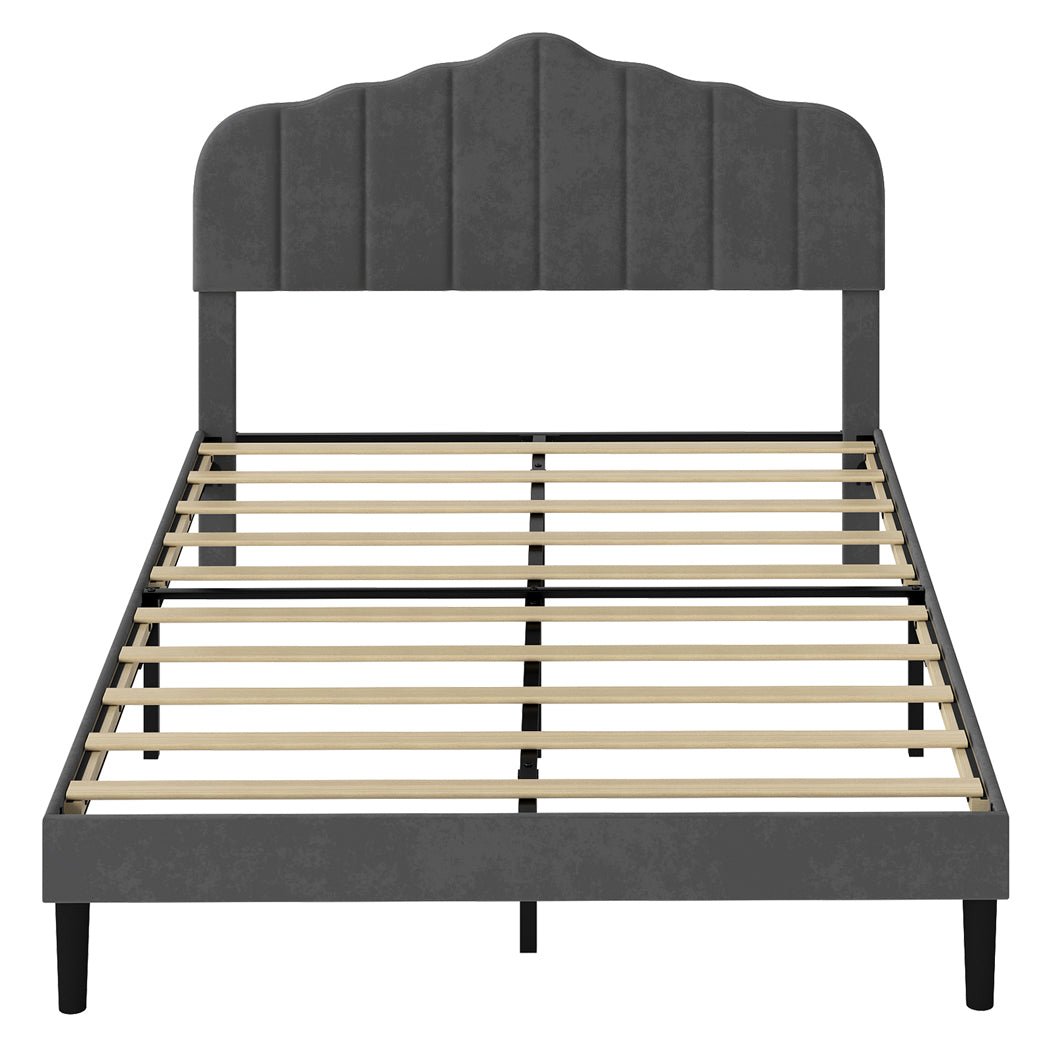 Upholstered Double Platform Bed Frame with Storage - Dark Grey - Rivercity House & Home Co. (ABN 18 642 972 209) - Affordable Modern Furniture Australia