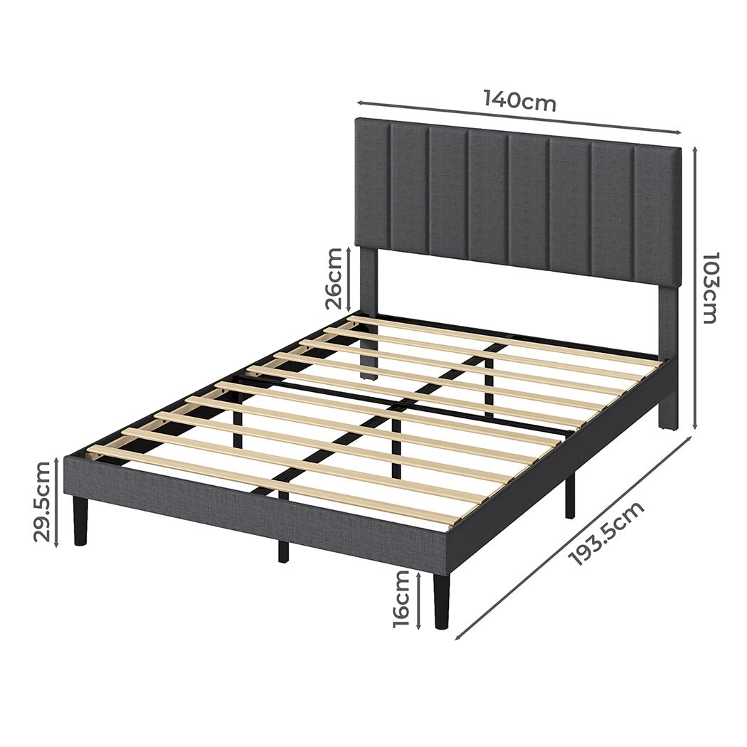 Upholstered Double Platform Bed Frame with Storage - Dark Grey - Rivercity House & Home Co. (ABN 18 642 972 209) - Affordable Modern Furniture Australia