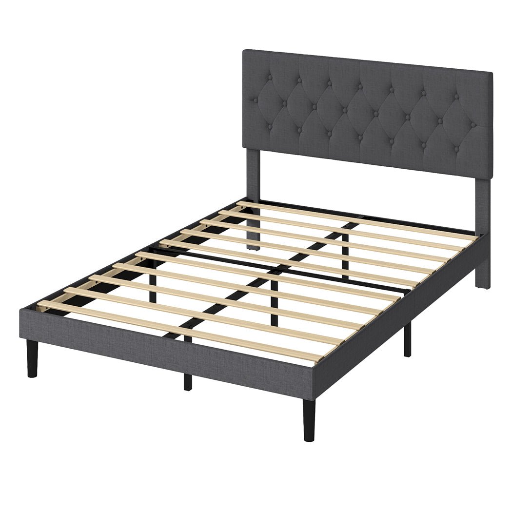 Upholstered Double Platform Bed Frame with Storage - Dark Grey - Rivercity House & Home Co. (ABN 18 642 972 209) - Affordable Modern Furniture Australia