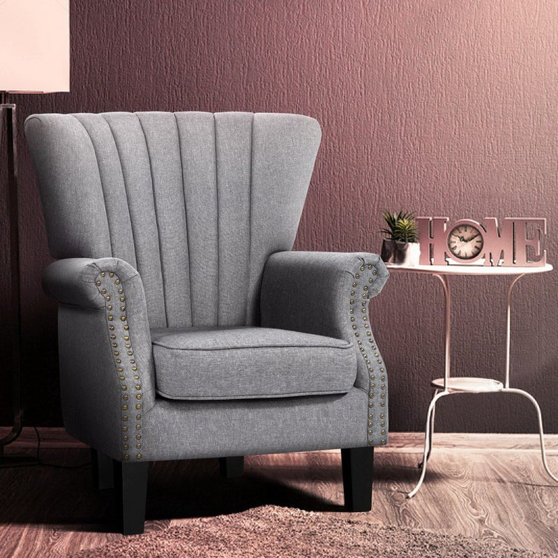 Upholstered Fabric Armchair Accent Tub Chairs Modern seat Sofa Lounge Grey - Rivercity House & Home Co. (ABN 18 642 972 209) - Affordable Modern Furniture Australia