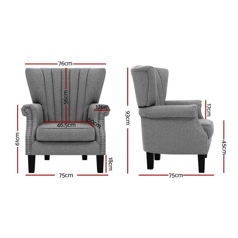 Upholstered Fabric Armchair Accent Tub Chairs Modern seat Sofa Lounge Grey - Rivercity House & Home Co. (ABN 18 642 972 209) - Affordable Modern Furniture Australia