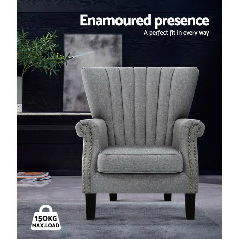 Upholstered Fabric Armchair Accent Tub Chairs Modern seat Sofa Lounge Grey - Rivercity House & Home Co. (ABN 18 642 972 209) - Affordable Modern Furniture Australia