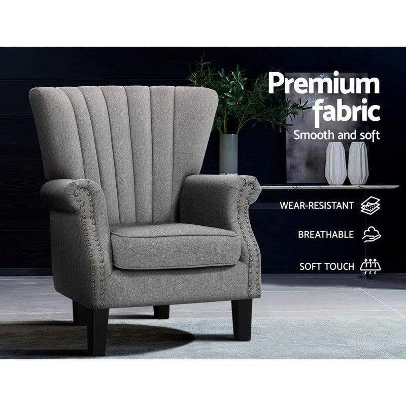 Upholstered Fabric Armchair Accent Tub Chairs Modern seat Sofa Lounge Grey - Rivercity House & Home Co. (ABN 18 642 972 209) - Affordable Modern Furniture Australia