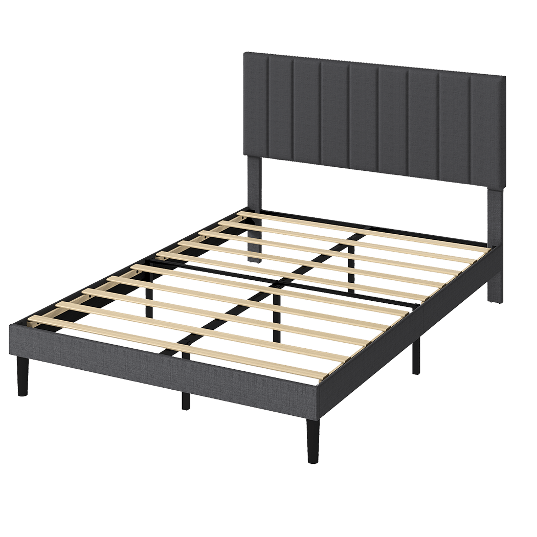 Upholstered Queen Platform Bed Frame with Storage - Dark Grey - Rivercity House & Home Co. (ABN 18 642 972 209) - Affordable Modern Furniture Australia