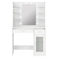 Vanity Desk with LED Makeup Mirror and Storage Dressing Table - White